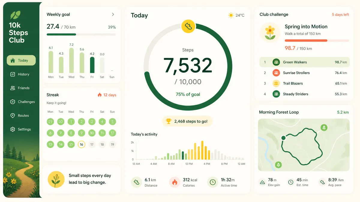 10k Steps Club application overview