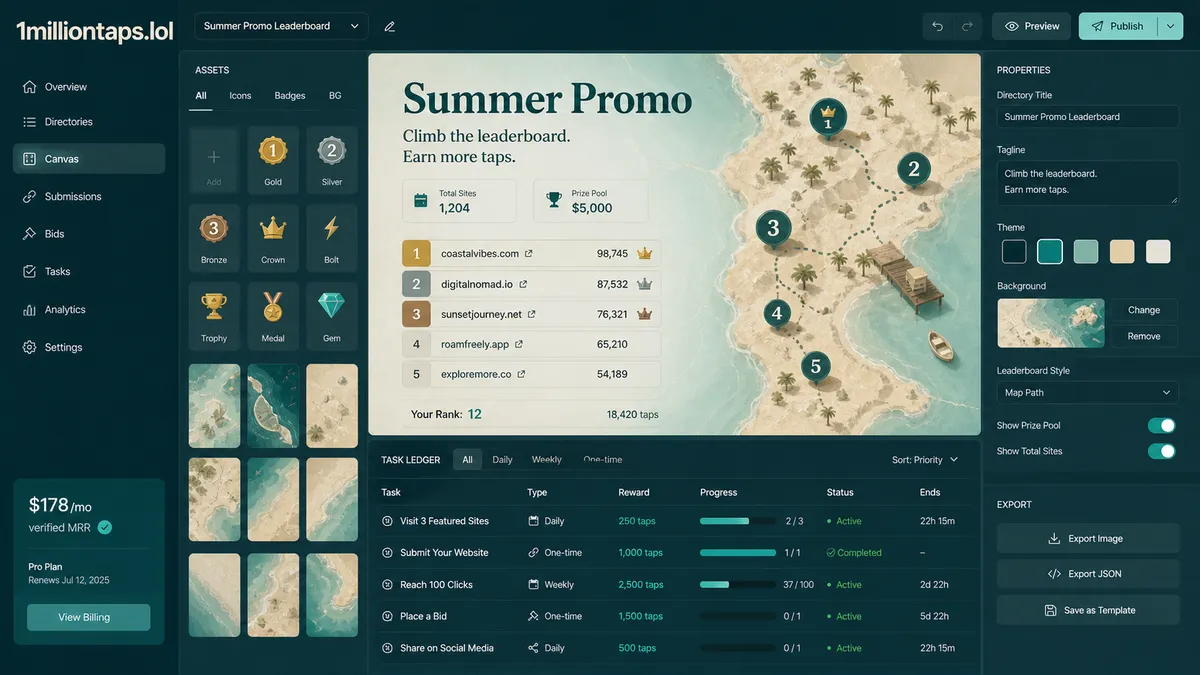 1milliontaps.lol application overview