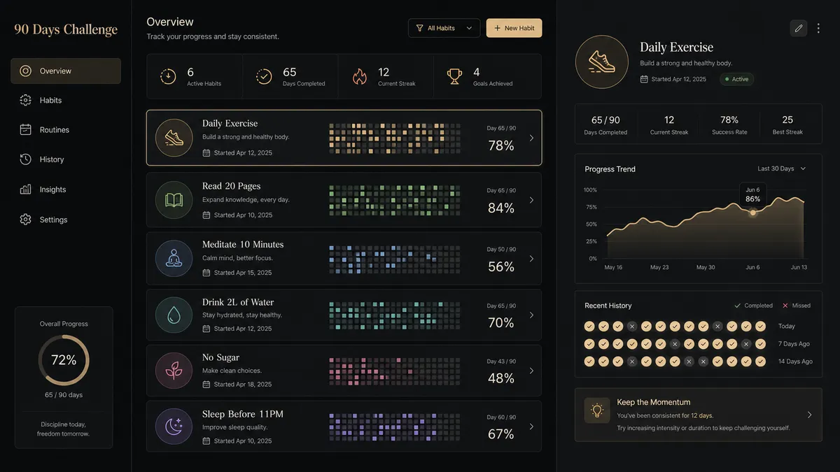 90 Days Challenge application overview