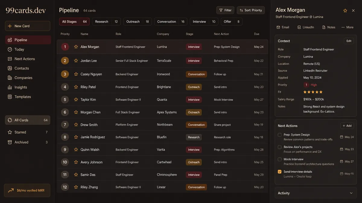 99cards.dev application overview