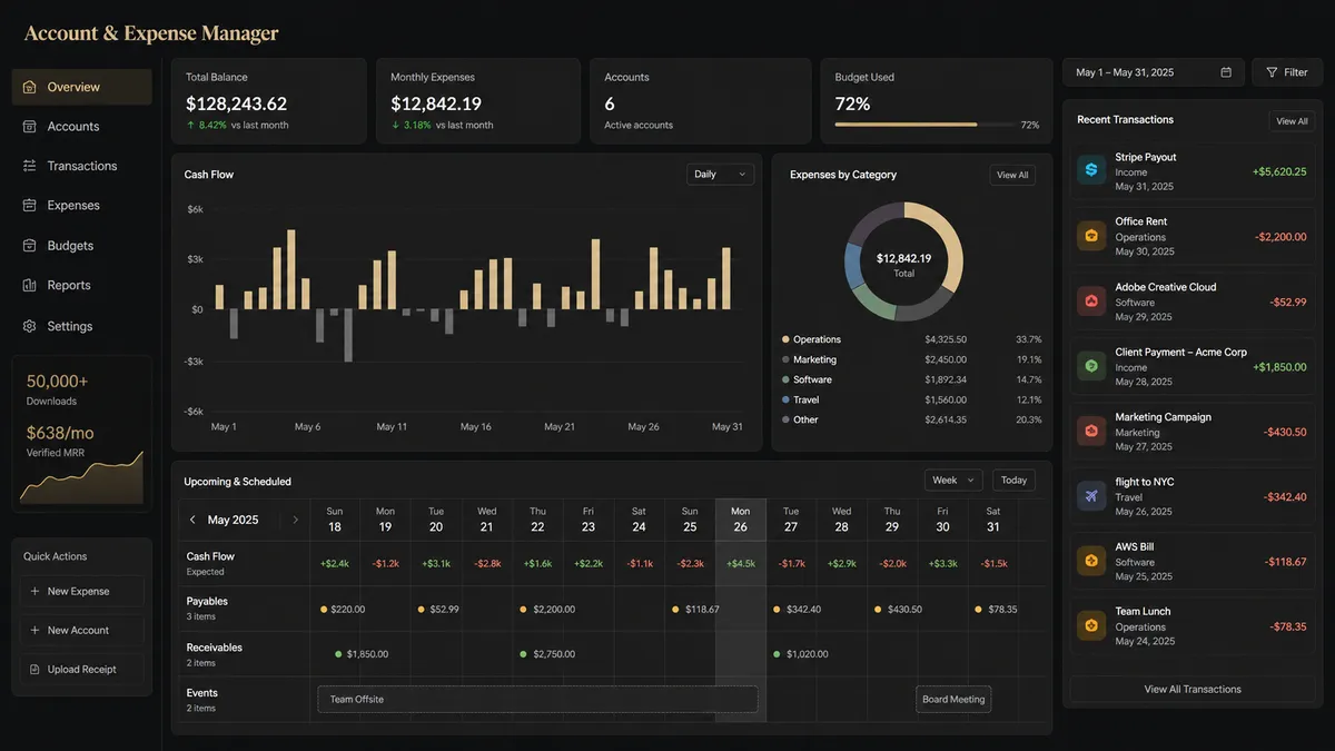 Account & Expense Manager application overview
