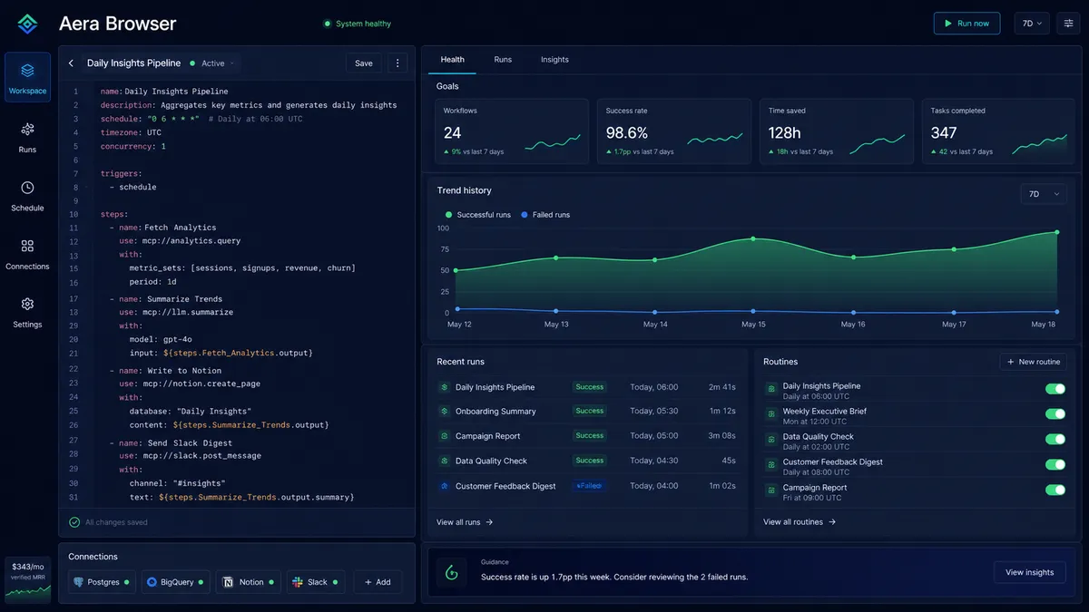 Aera Browser application overview