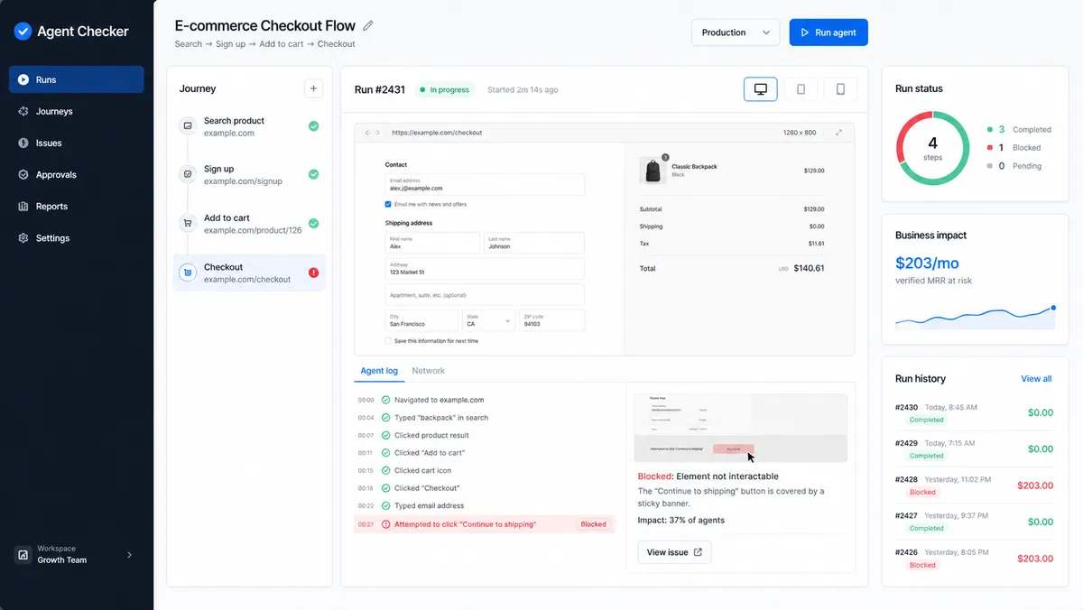 Agent Checker application overview