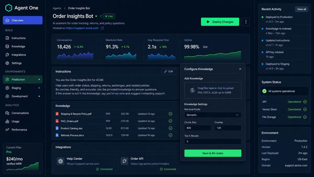 Agent One application overview
