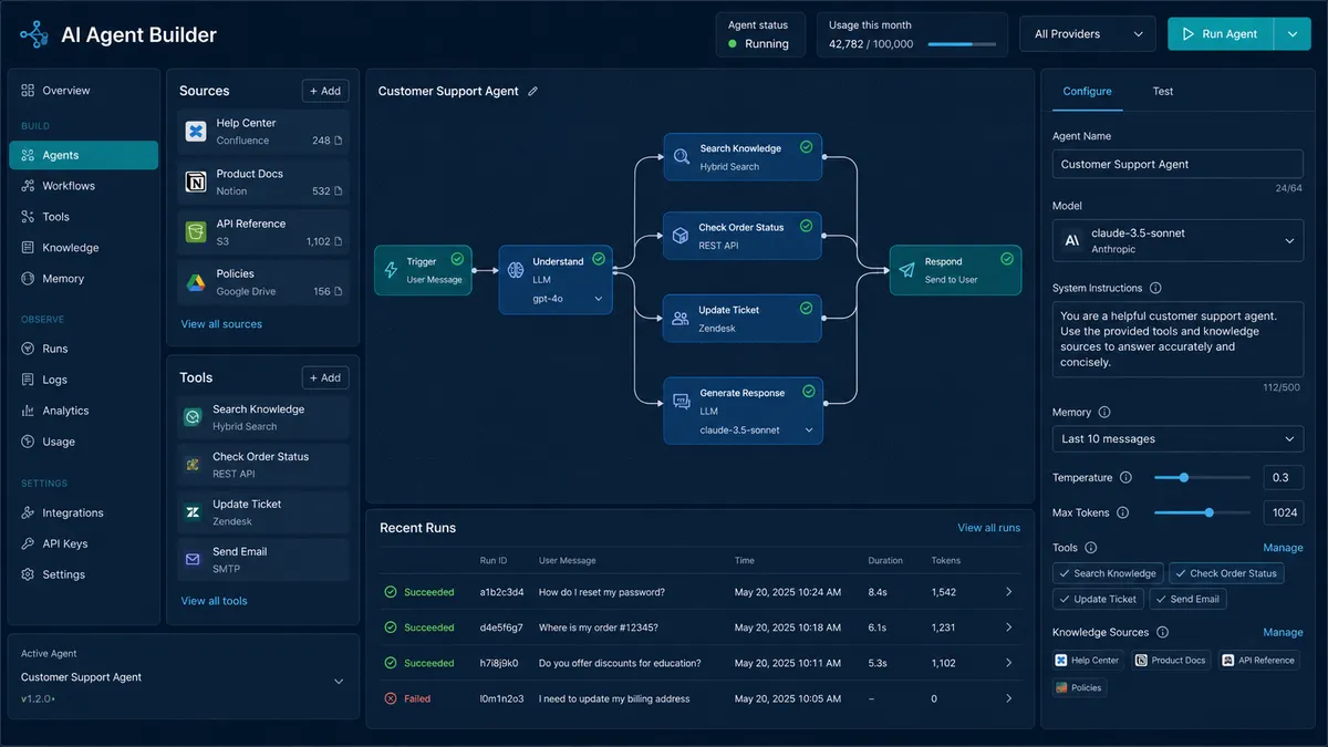 AI Agent Builder application overview