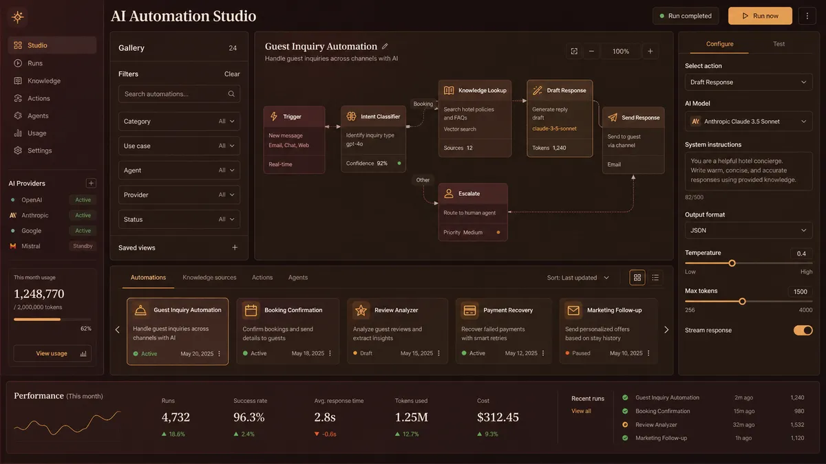 AI Automation Studio application overview