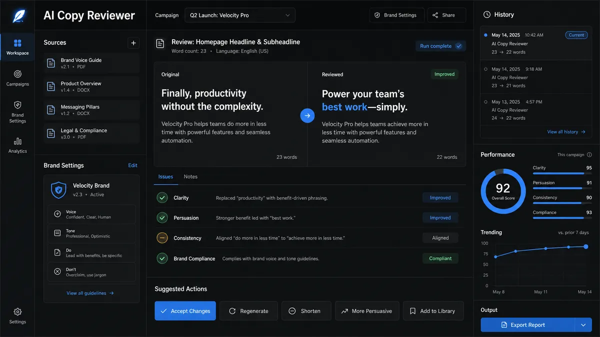 AI Copy Reviewer application overview
