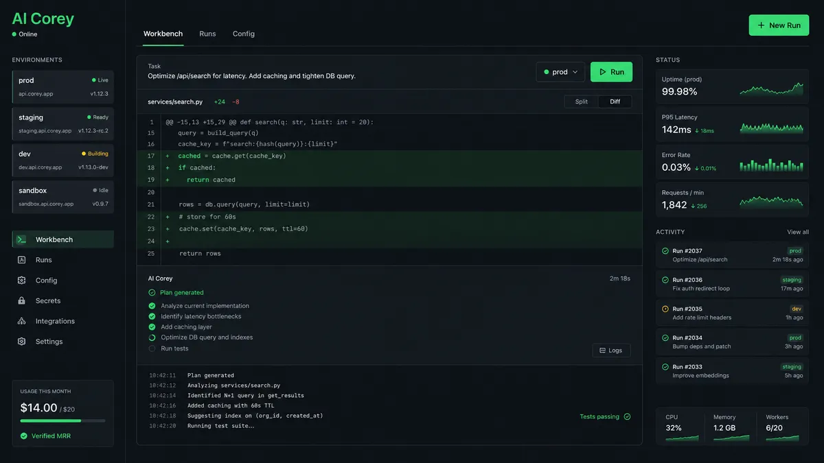 AI Corey application overview
