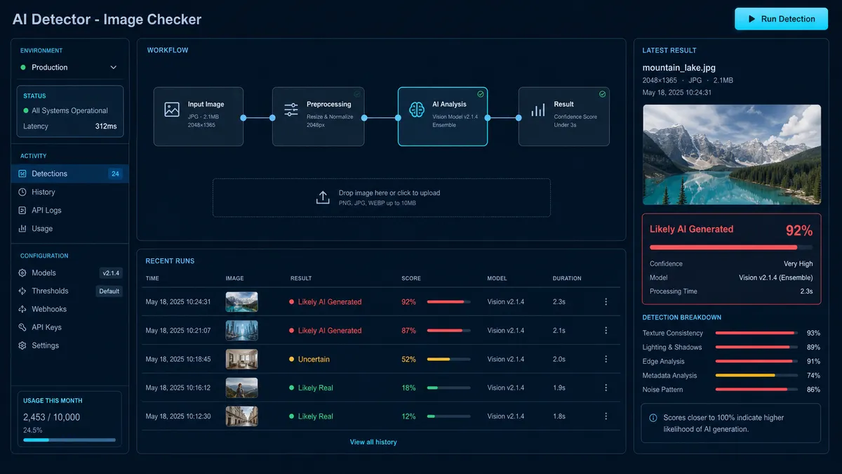 AI Detector - Image Checker application overview