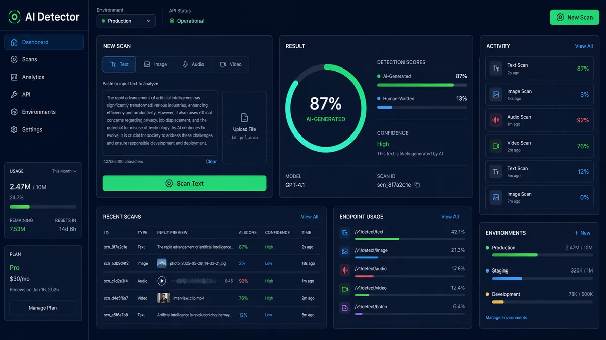 AI Detector application overview