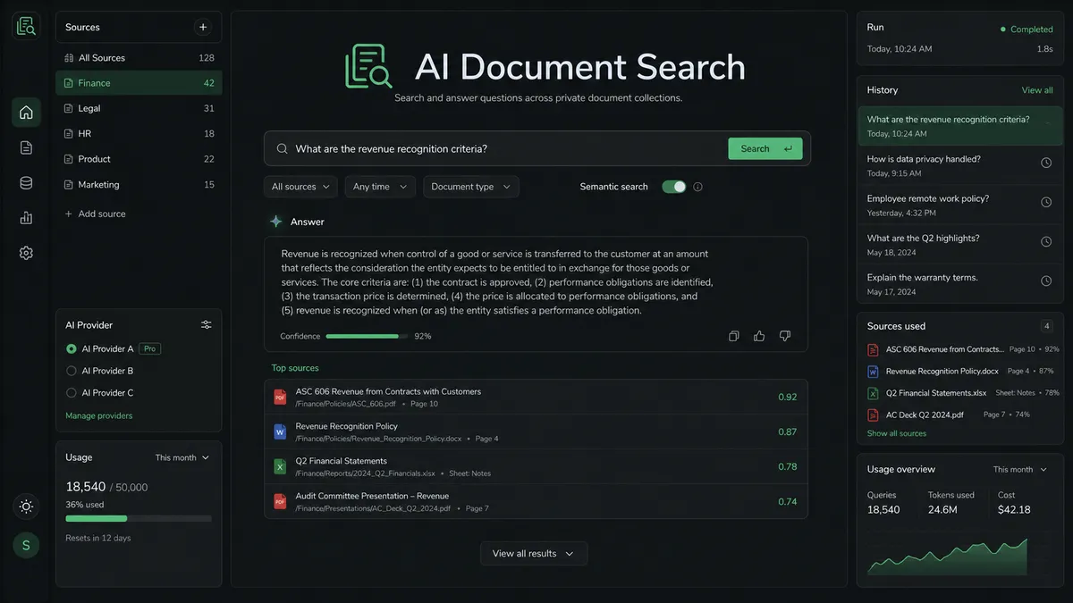 AI Document Search application overview