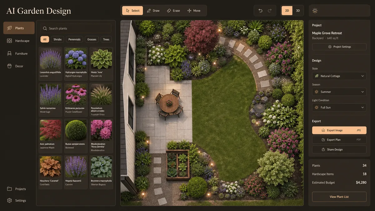 AI Garden Design application overview