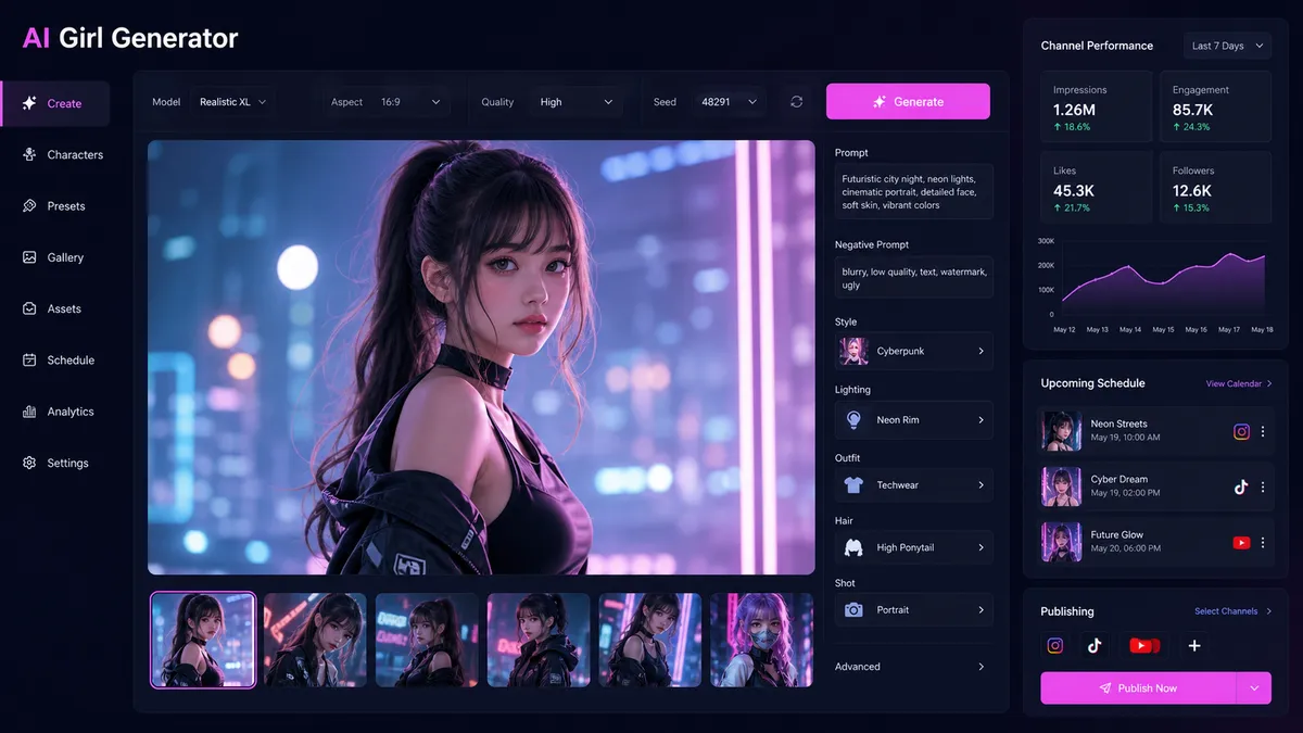 AI Girl Generator application overview