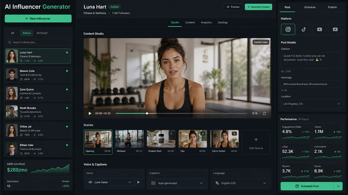 AI Influencer Generator application overview