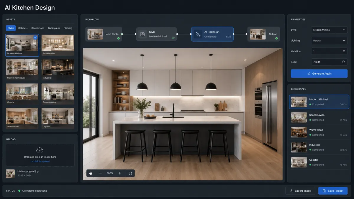 AI Kitchen Design application overview
