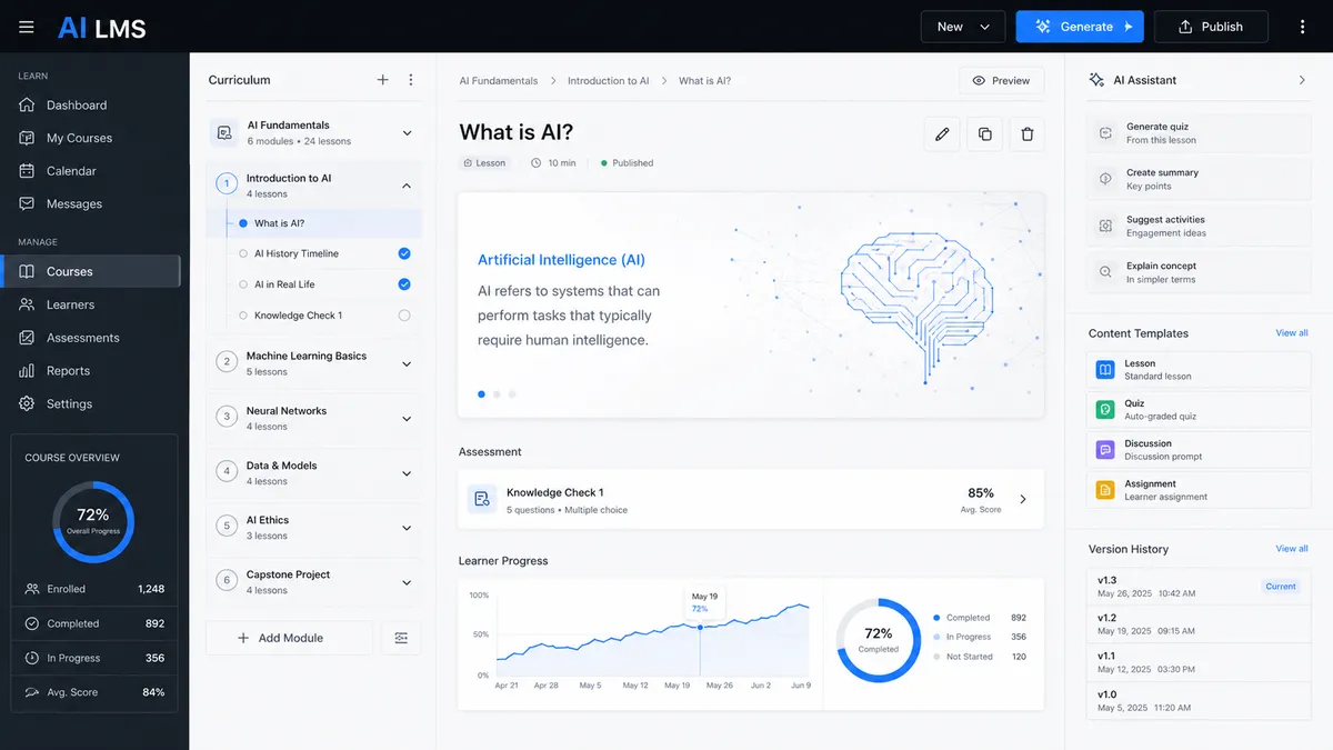 AI LMS application overview
