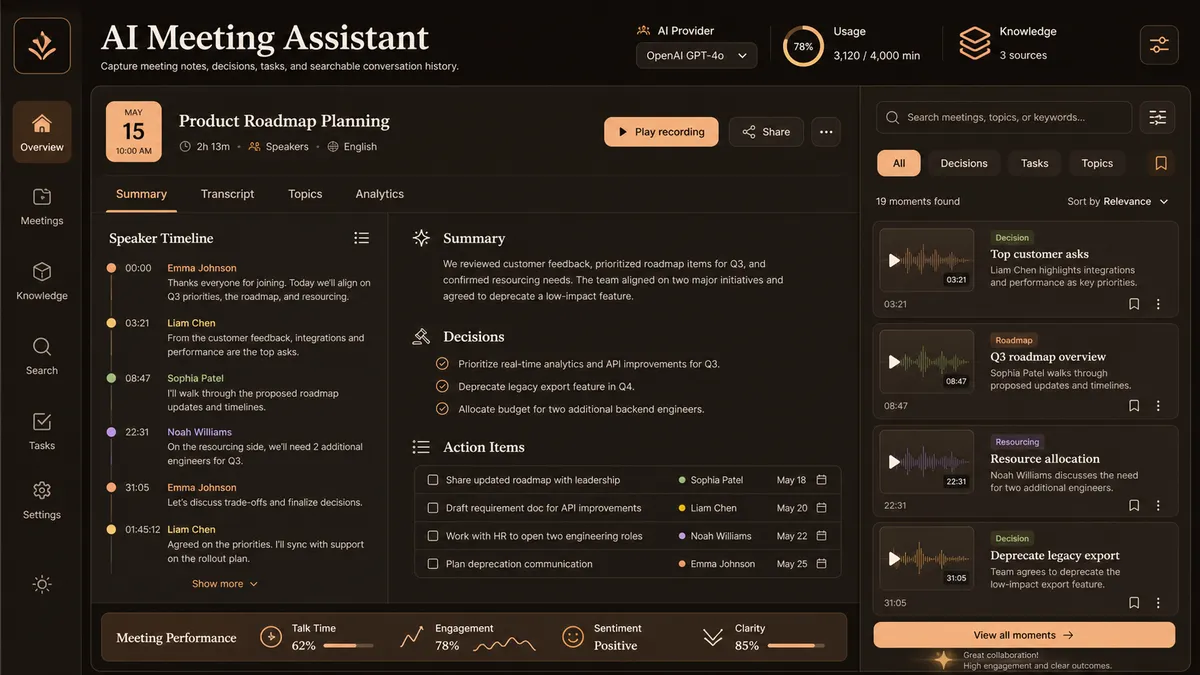 AI Meeting Assistant application overview