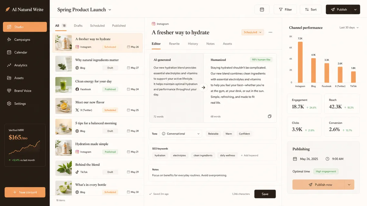 AI Natural Write application overview