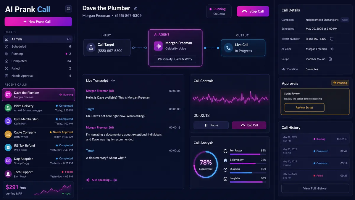 AI Prank Call application overview