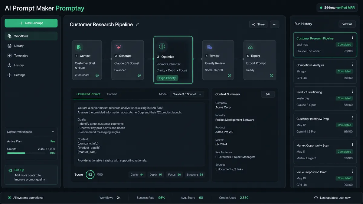 AI Prompt Maker Promptay application overview