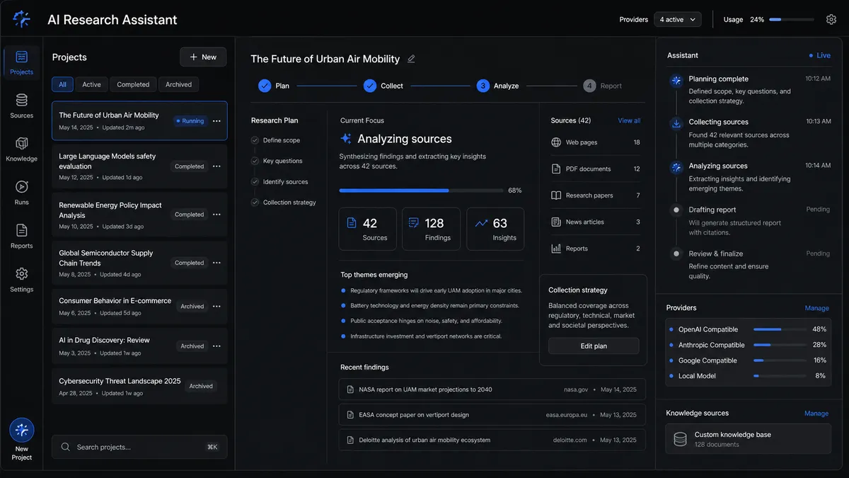 AI Research Assistant application overview