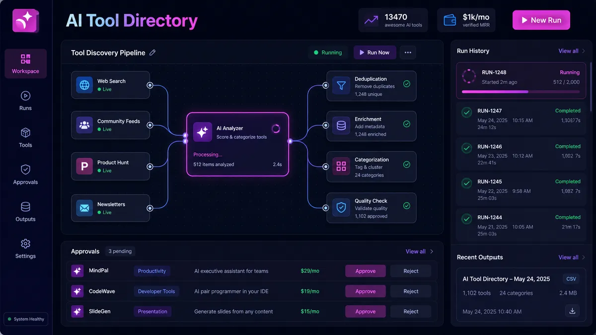 AI Tool Directory application overview
