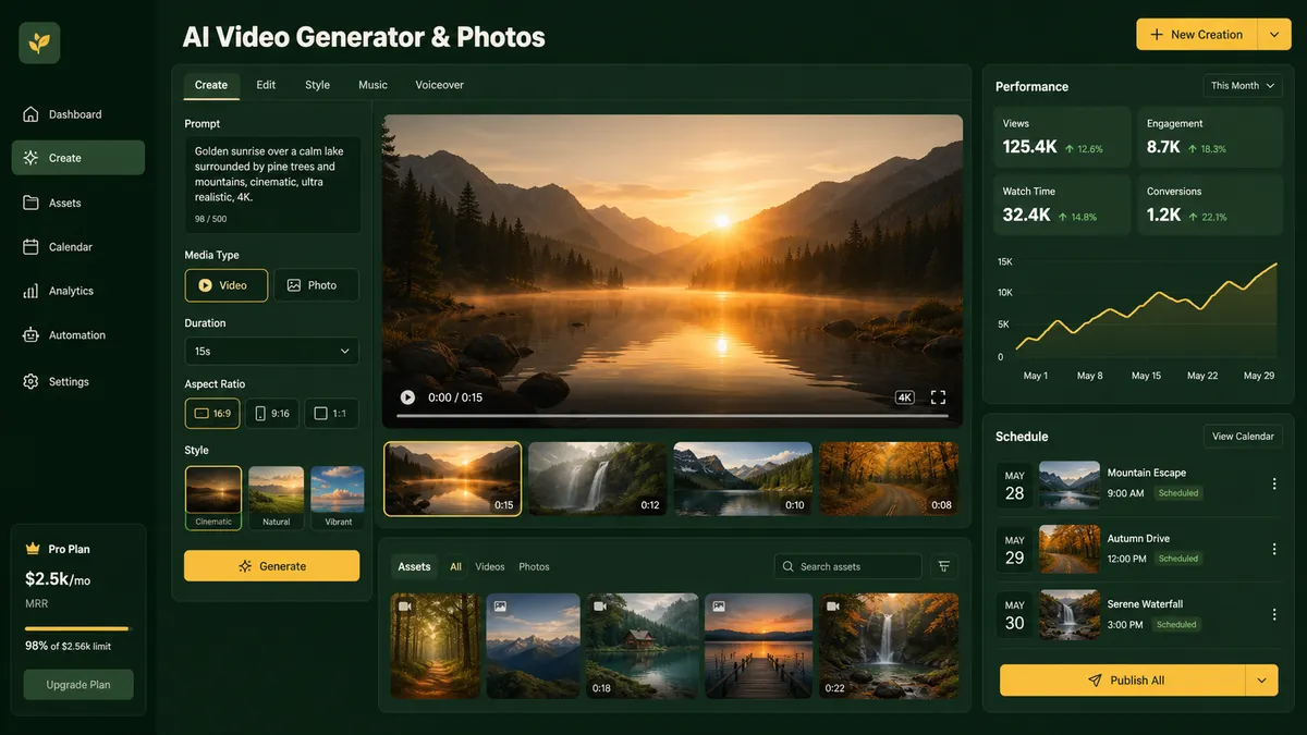 AI Video Generator & Photos application overview