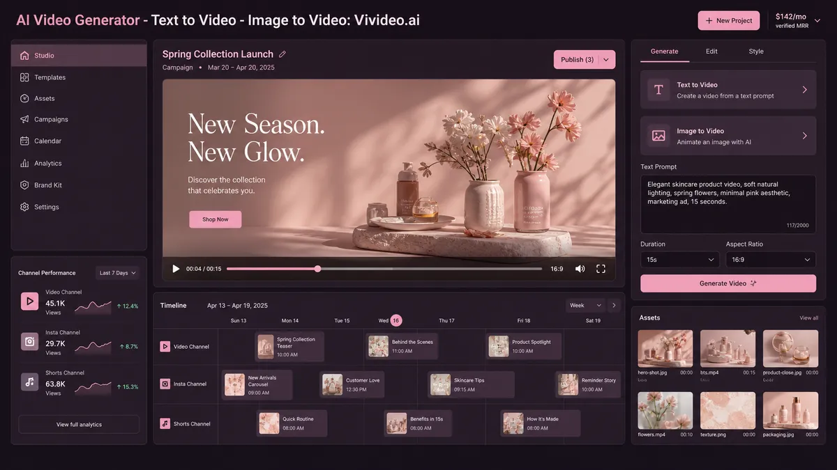 AI Video Generator - Text to Video - Image to Video: Vivideo.ai application overview
