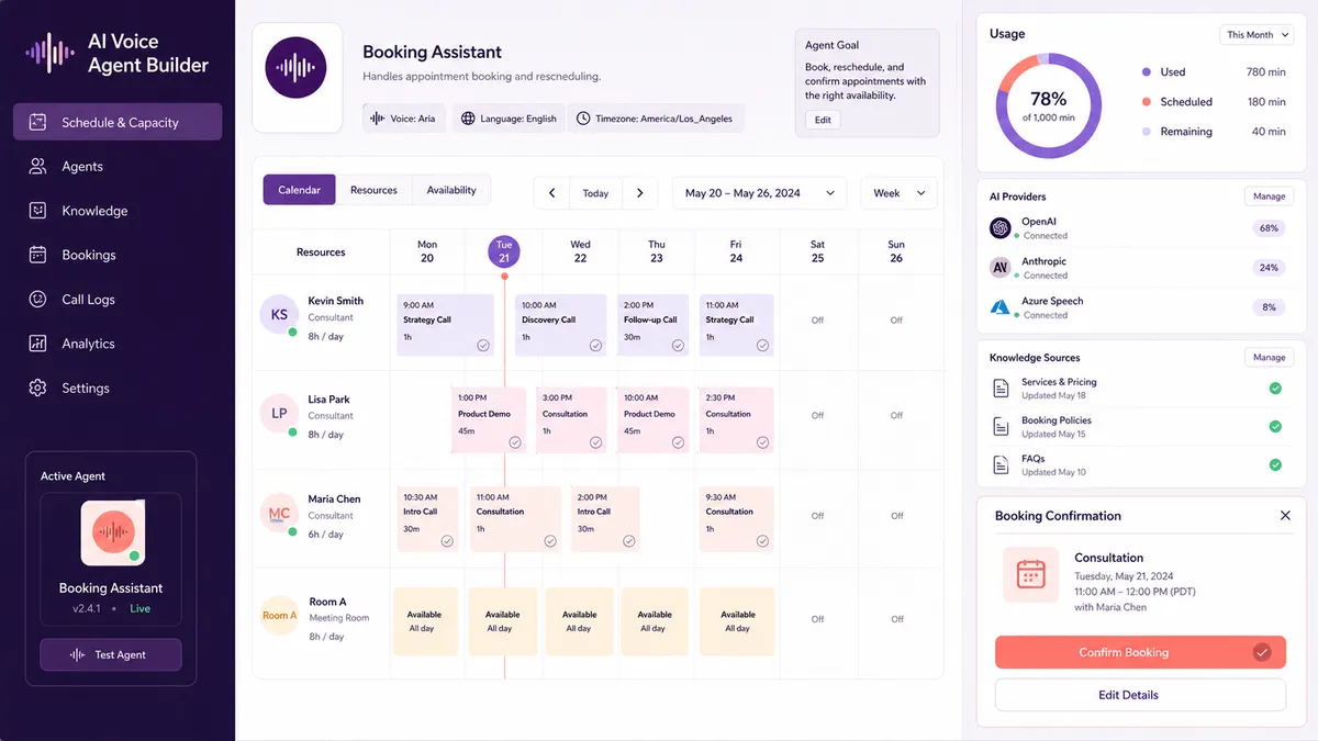 AI Voice Agent Builder application overview