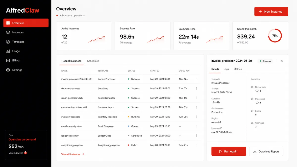 AlfredClaw application overview
