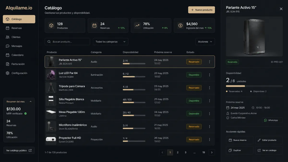 Alquilame.io application overview