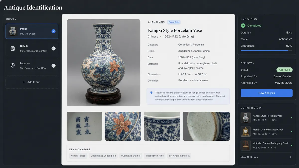 Antique Identification application overview
