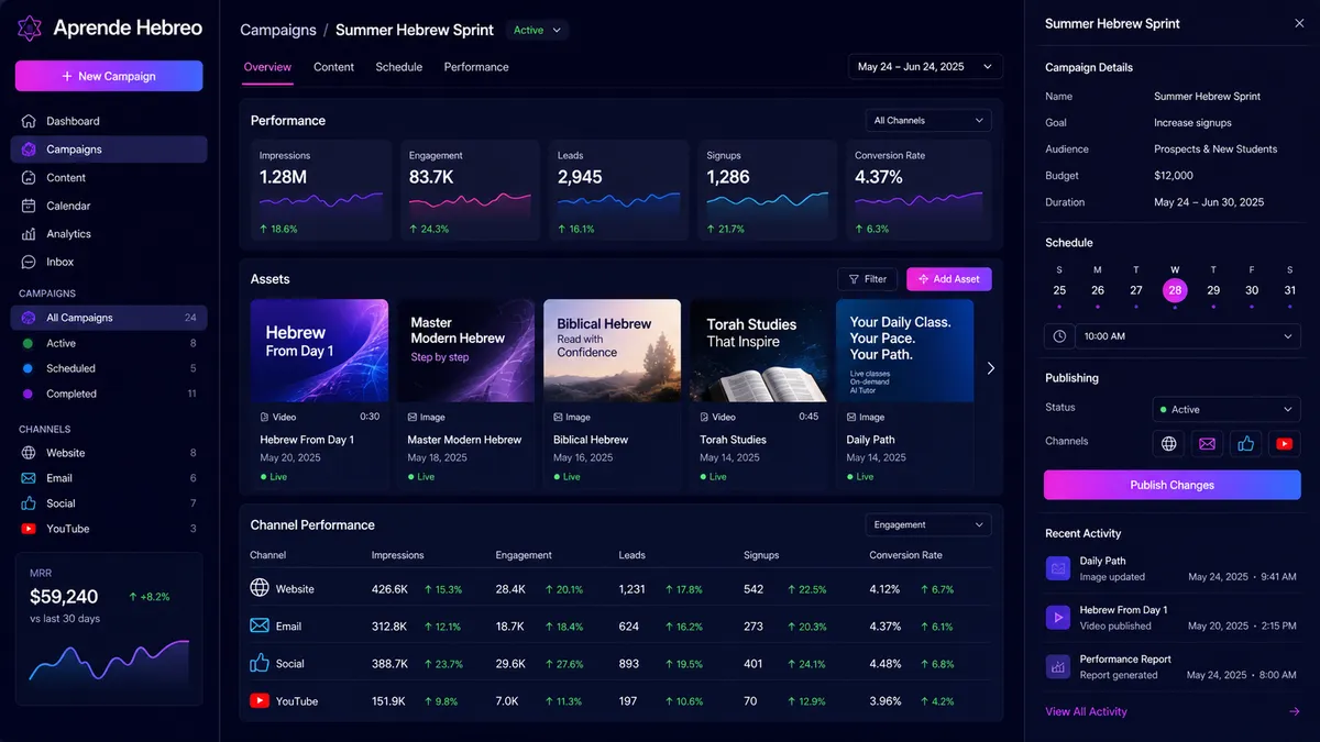 Aprende Hebreo application overview