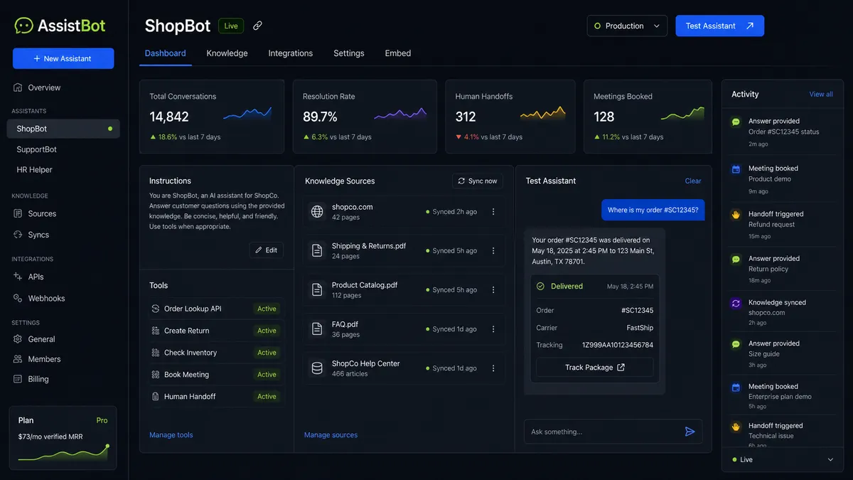 AssistBot application overview