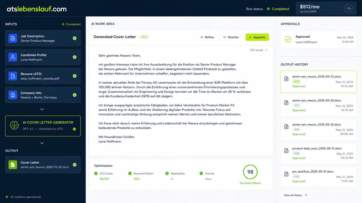 atslebenslauf.com application overview