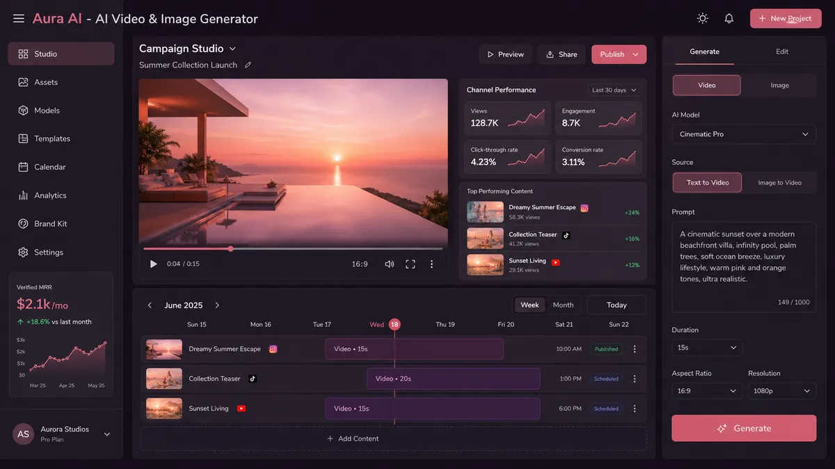 Aura AI - AI Video & Image Generator application overview