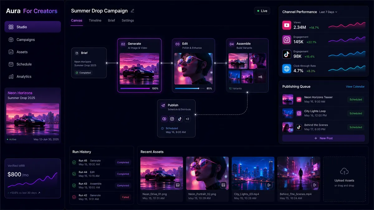 Aura For Creators application overview