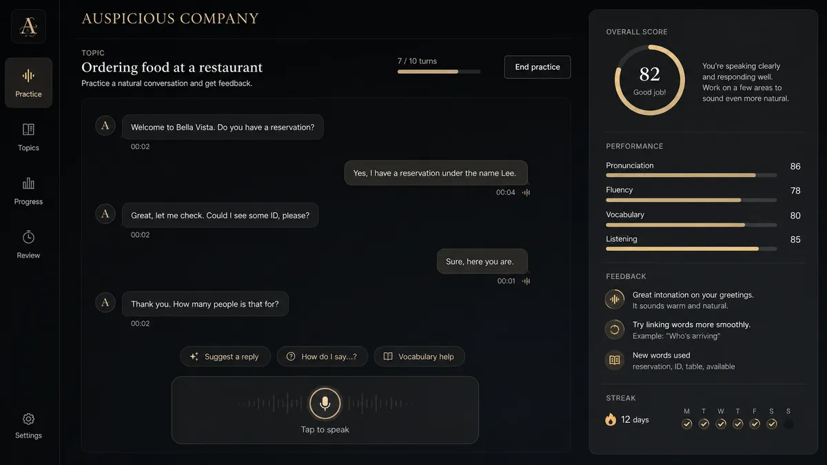 AUSPICIOUS COMPANY application overview