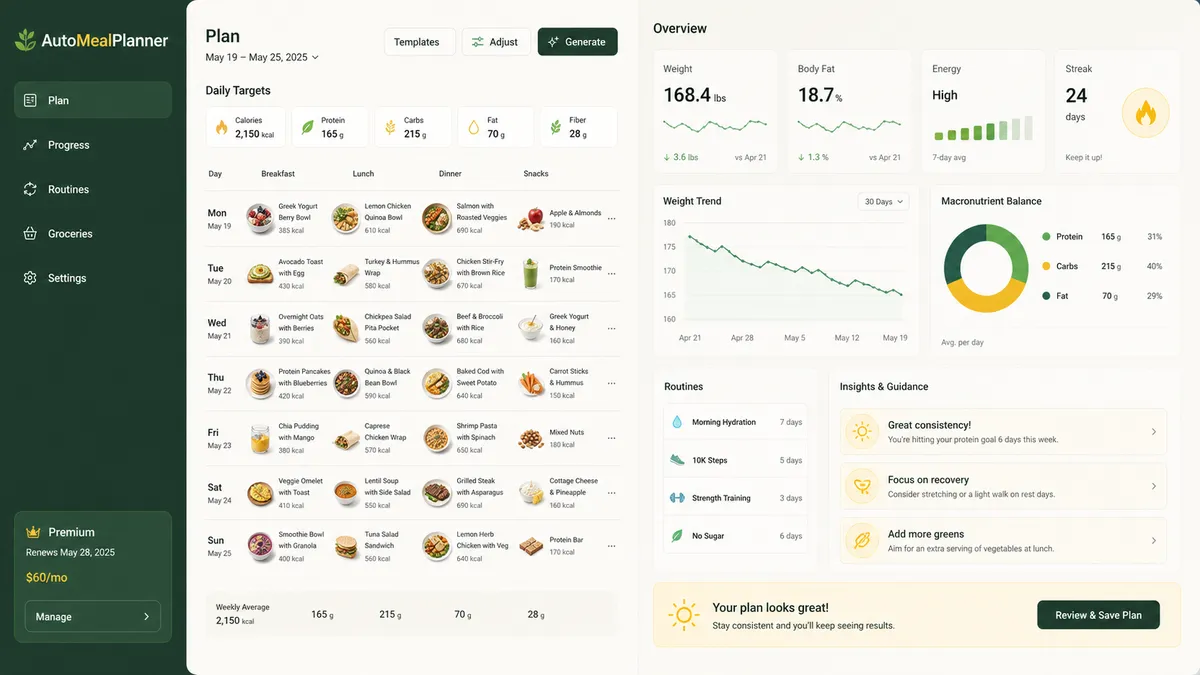 AutoMealPlanner application overview