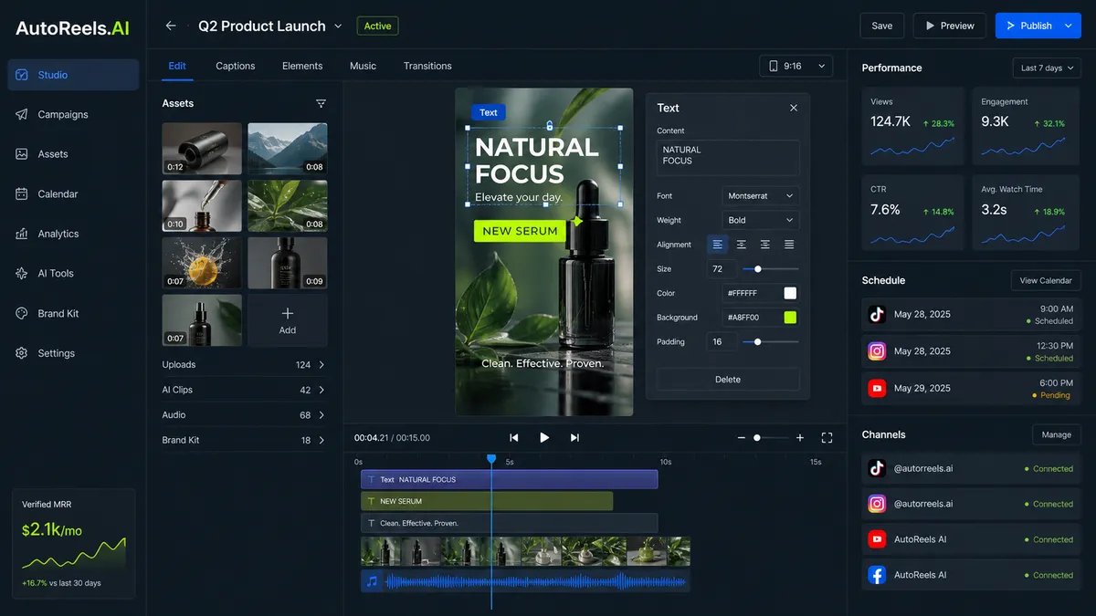 AutoReels.AI application overview
