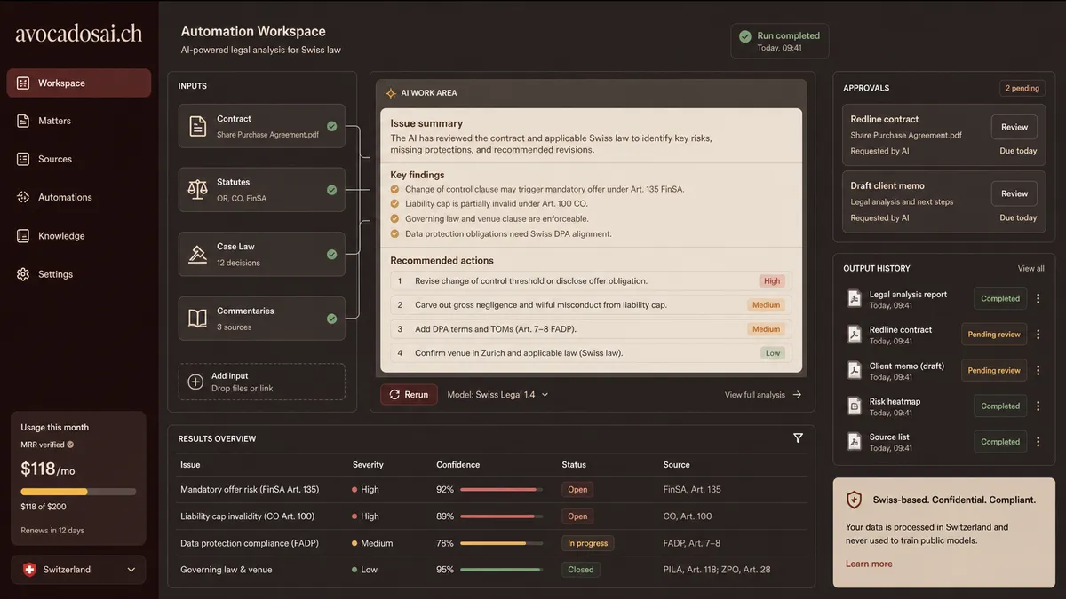 avocadosai.ch application overview