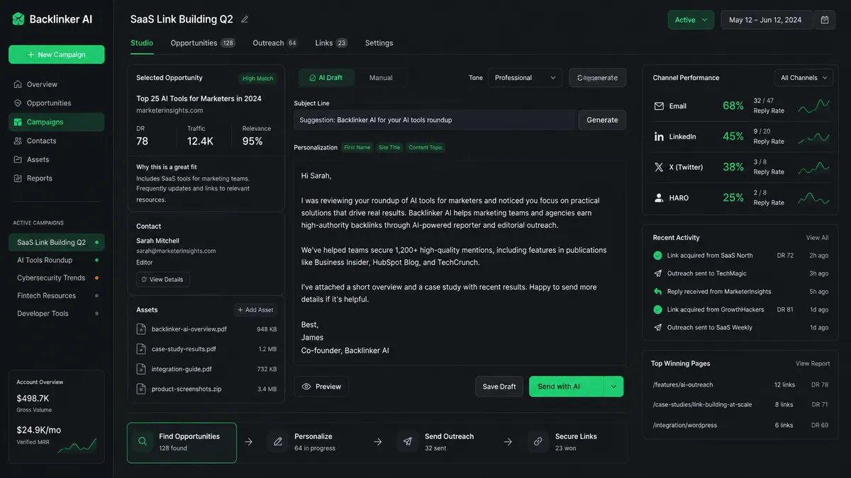 Backlinker AI application overview