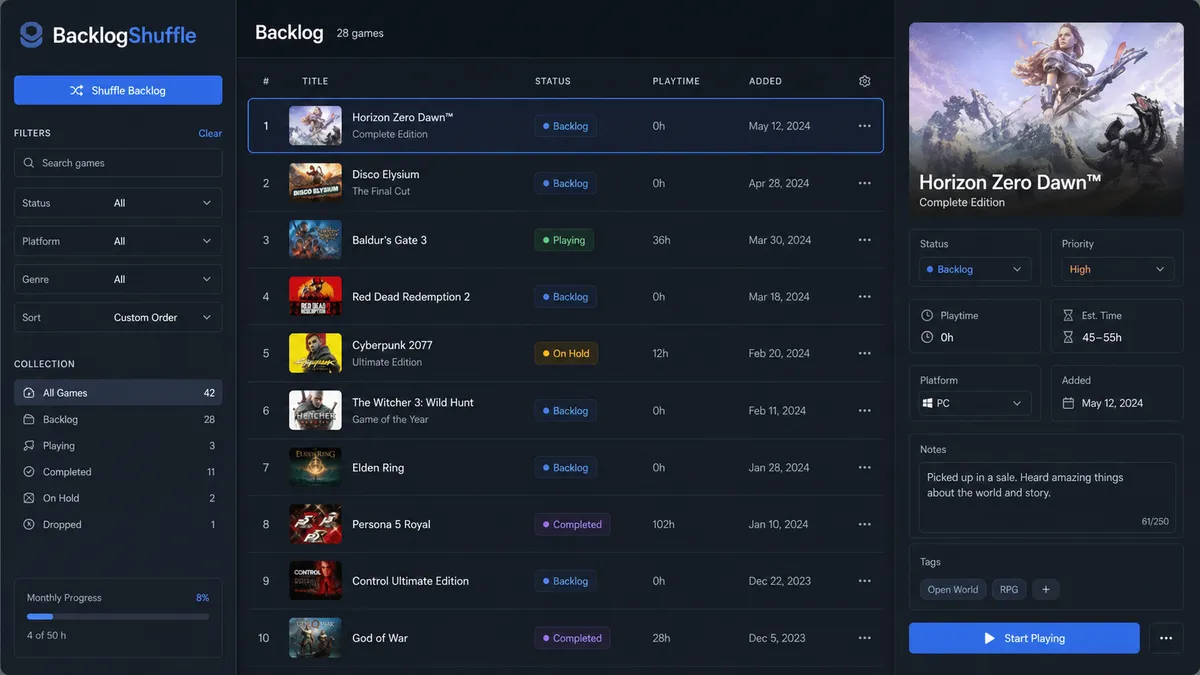 BacklogShuffle application overview