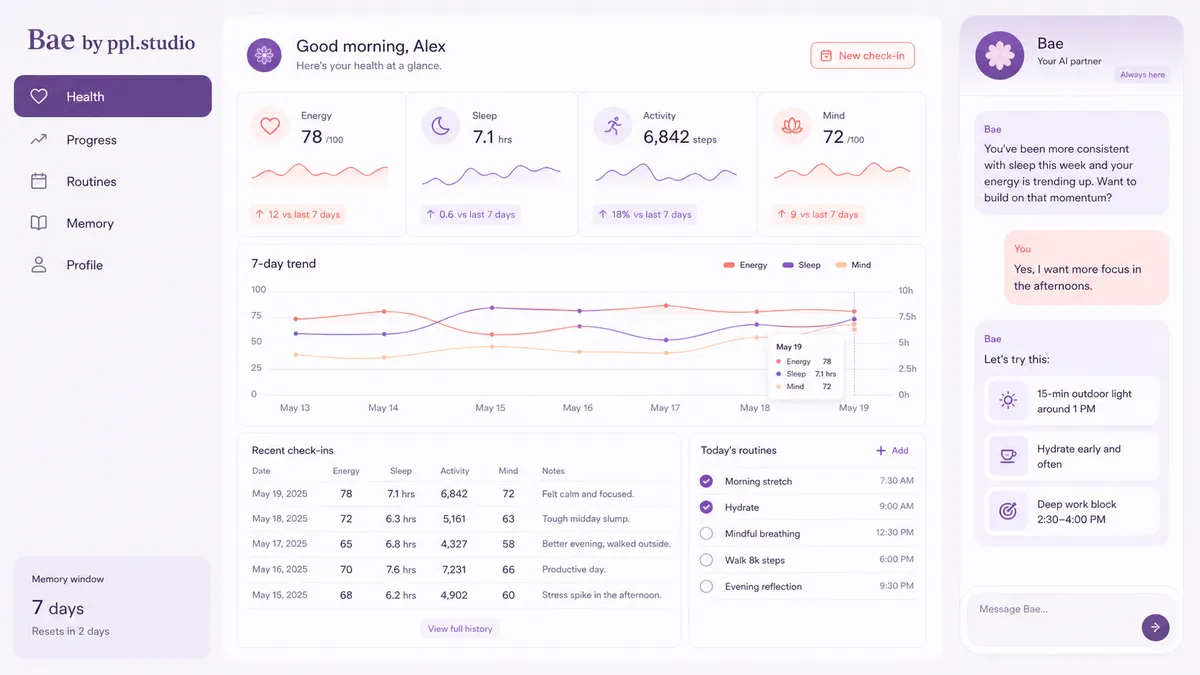 Bae by ppl.studio application overview