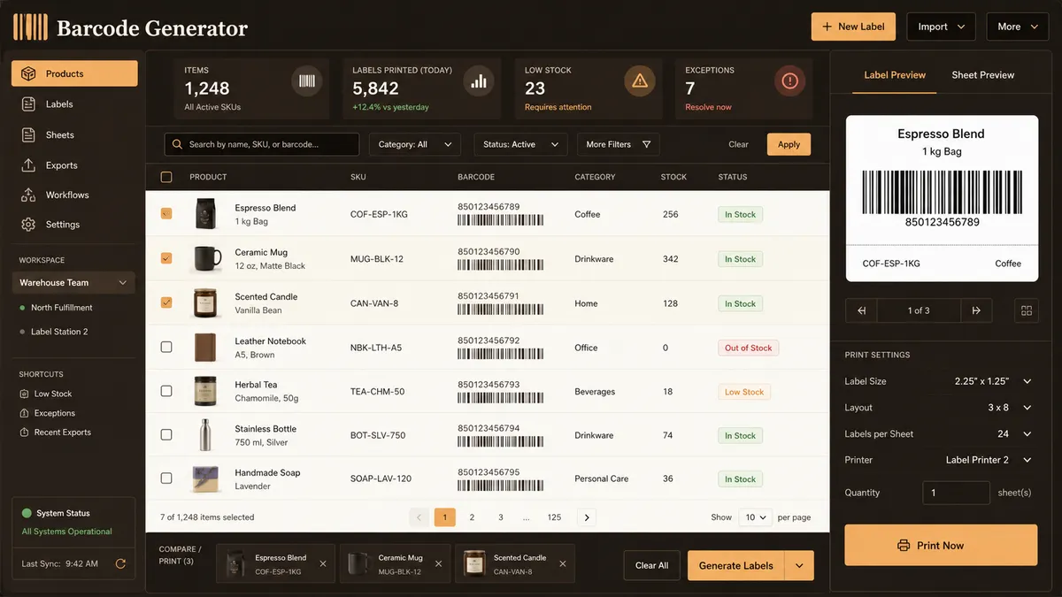 Barcode Generator application overview