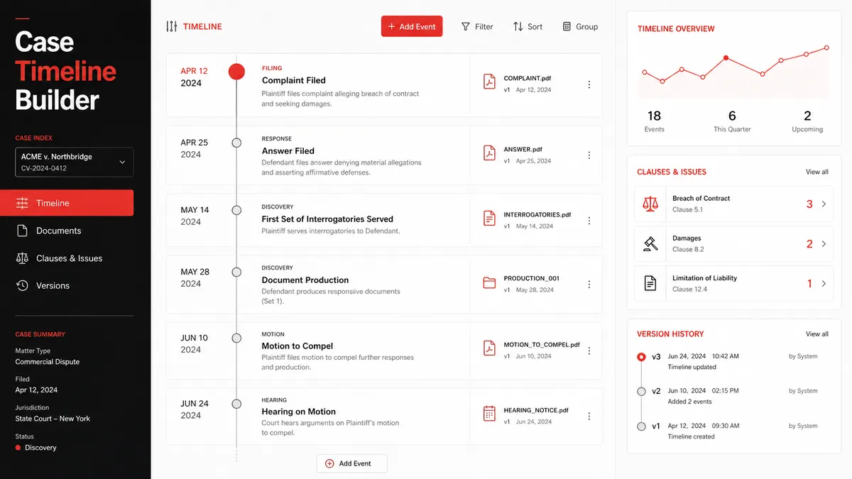 Case Timeline Builder application overview