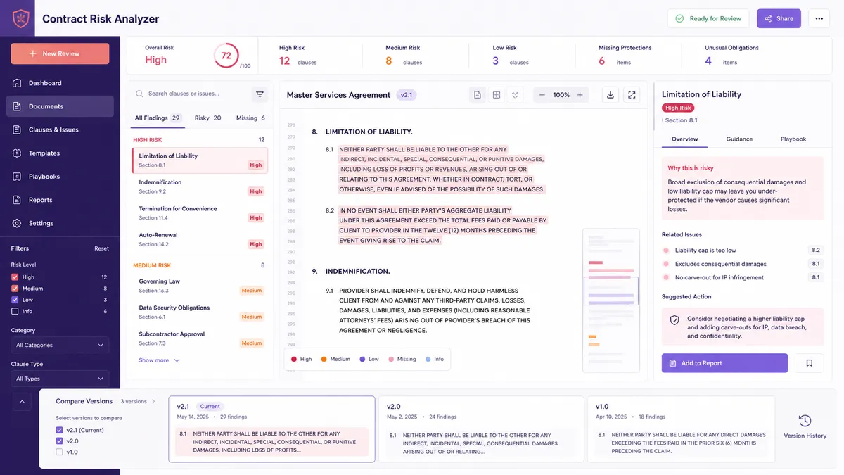 Contract Risk Analyzer application overview