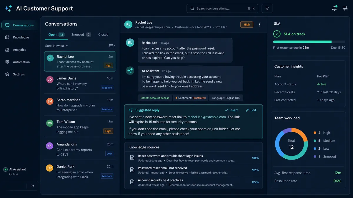 AI Customer Support application overview