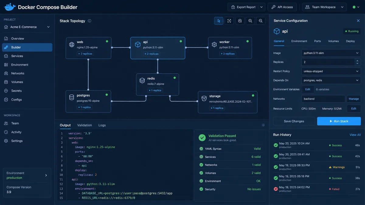 Docker Compose Builder application overview
