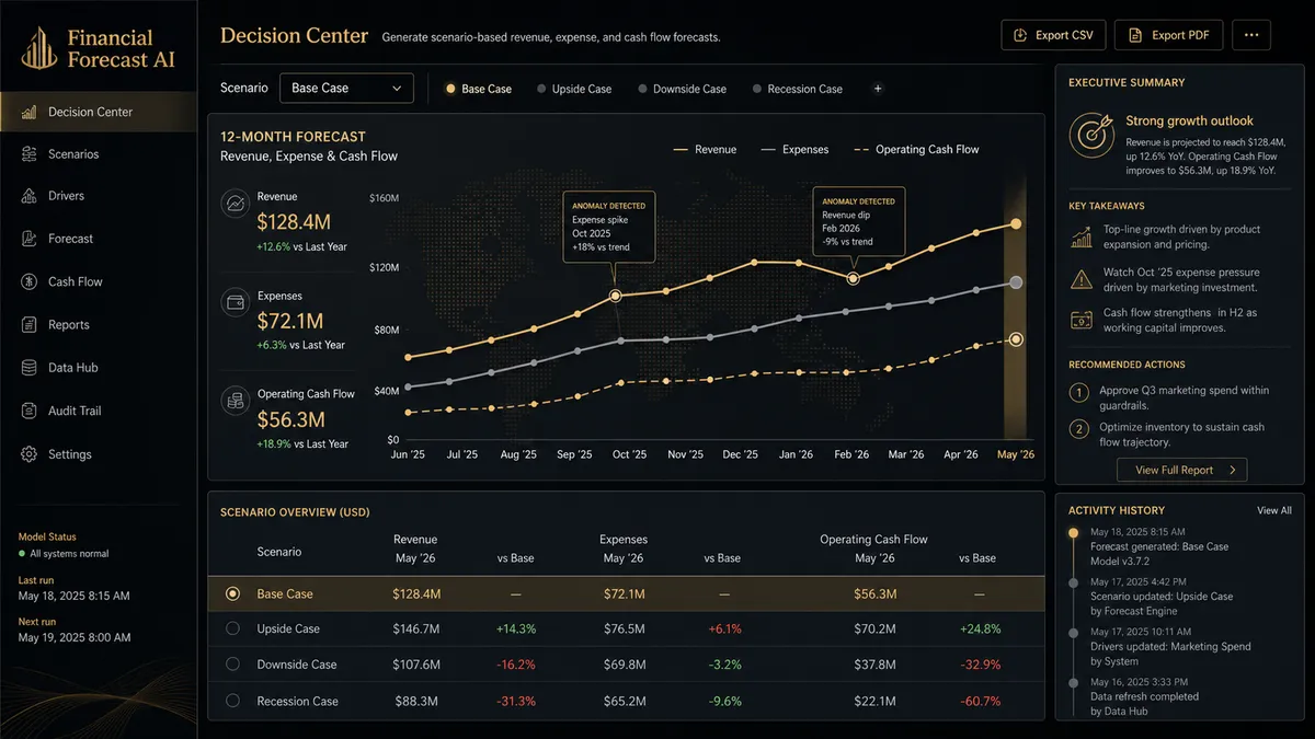 Financial Forecast AI application overview